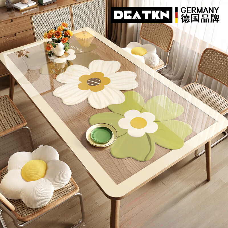 DEATKN德国软玻璃桌垫加厚防油防水防烫免洗PVC桌布可裁剪水晶板透明餐 抹茶蜂蜜 【防油防水，一擦即净】 【其他尺寸/圆角，请先联系客服】
