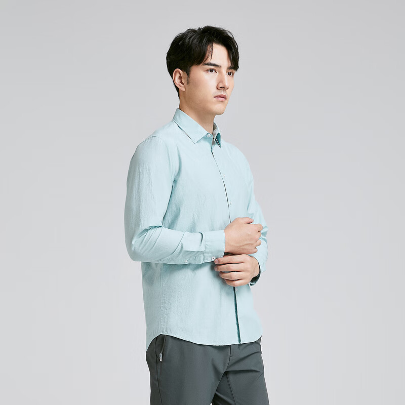 雅戈尔(YOUNGOR)雅戈尔衬衫男士春夏青年男长袖衬衫YLXX130685SBA 浅绿条纹 45 (185/112A)