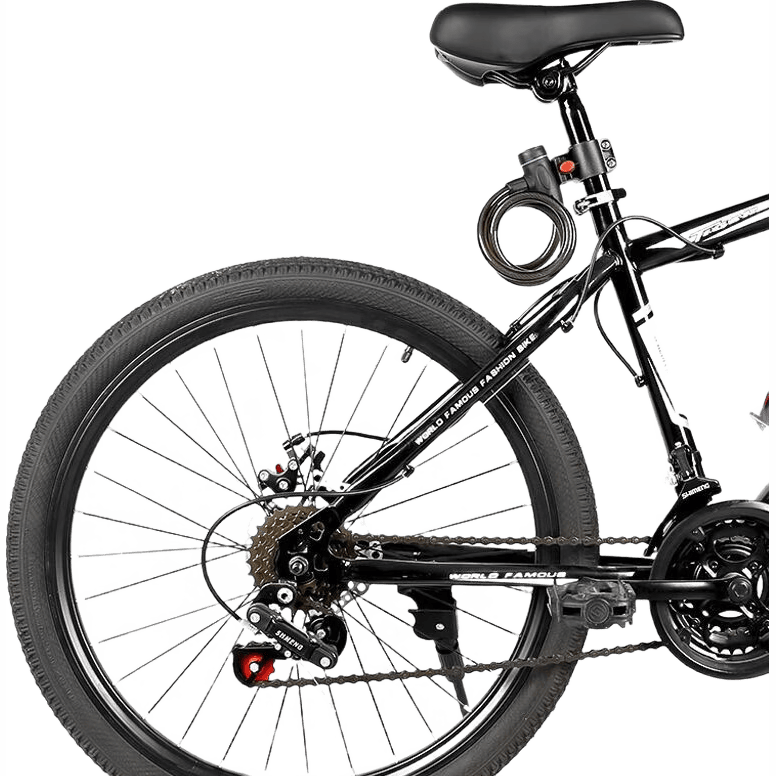 山地自行車鎖防盜密碼鋼絲鎖加粗固定鑰匙鎖抗剪單車裝備配件折疊 鑰匙鎖-110cm-帶鎖架