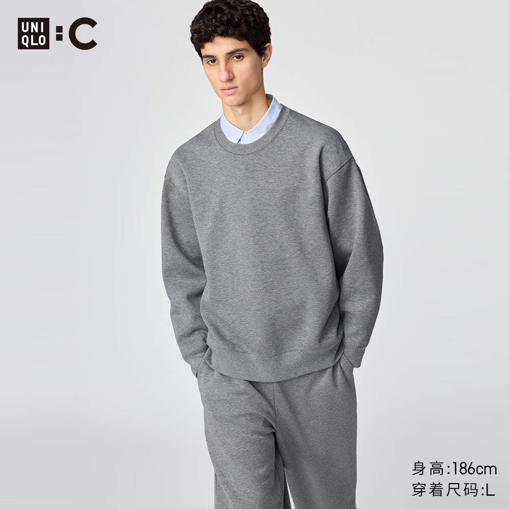 优衣库合作款男装女装宽松卫衣长袖运动衫休闲上衣秋冬新款481040 05 天灰色 M /170/92A