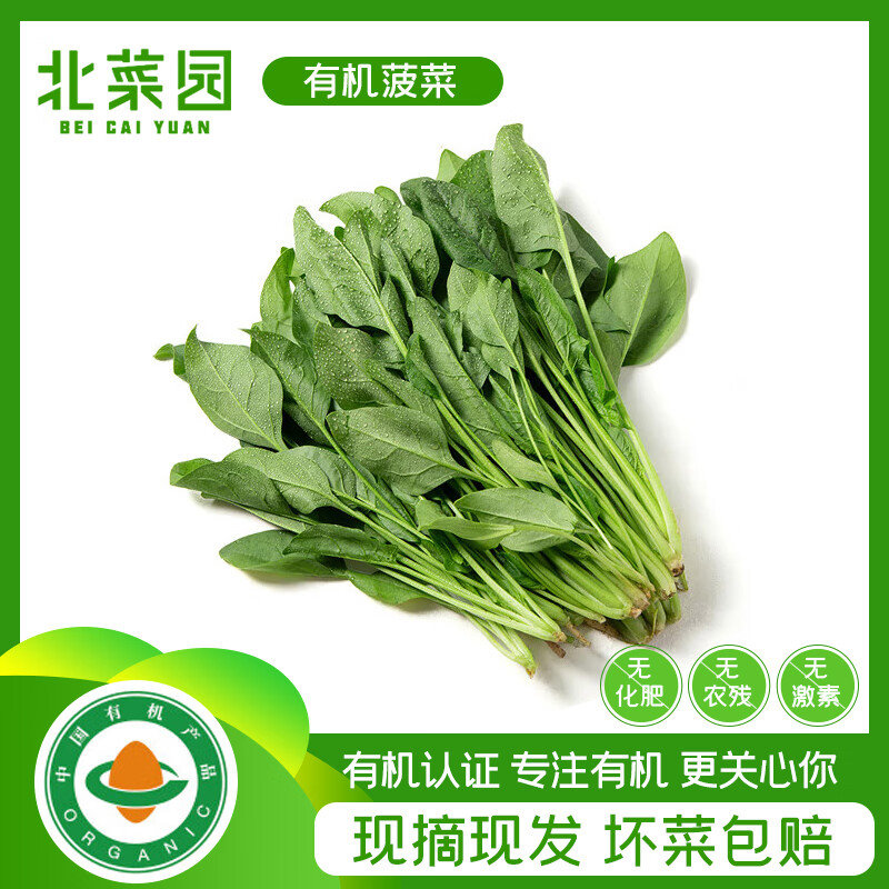 北菜园有机菠菜赤根250g有机蔬菜【进店多样加购】火锅食材涮菜 