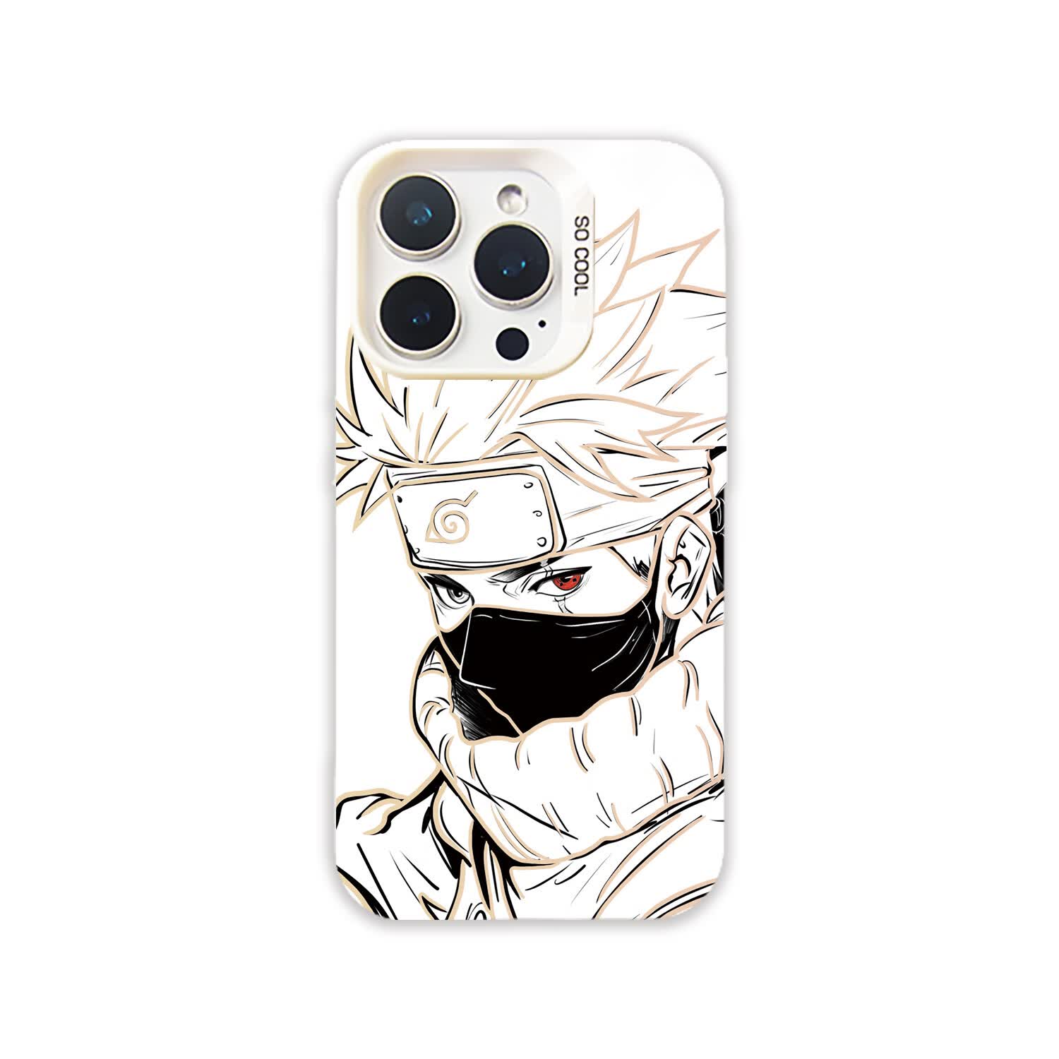 忍者卡卡西彩银金反光线条适用苹果华为小米手机壳 卡卡西1010银白色