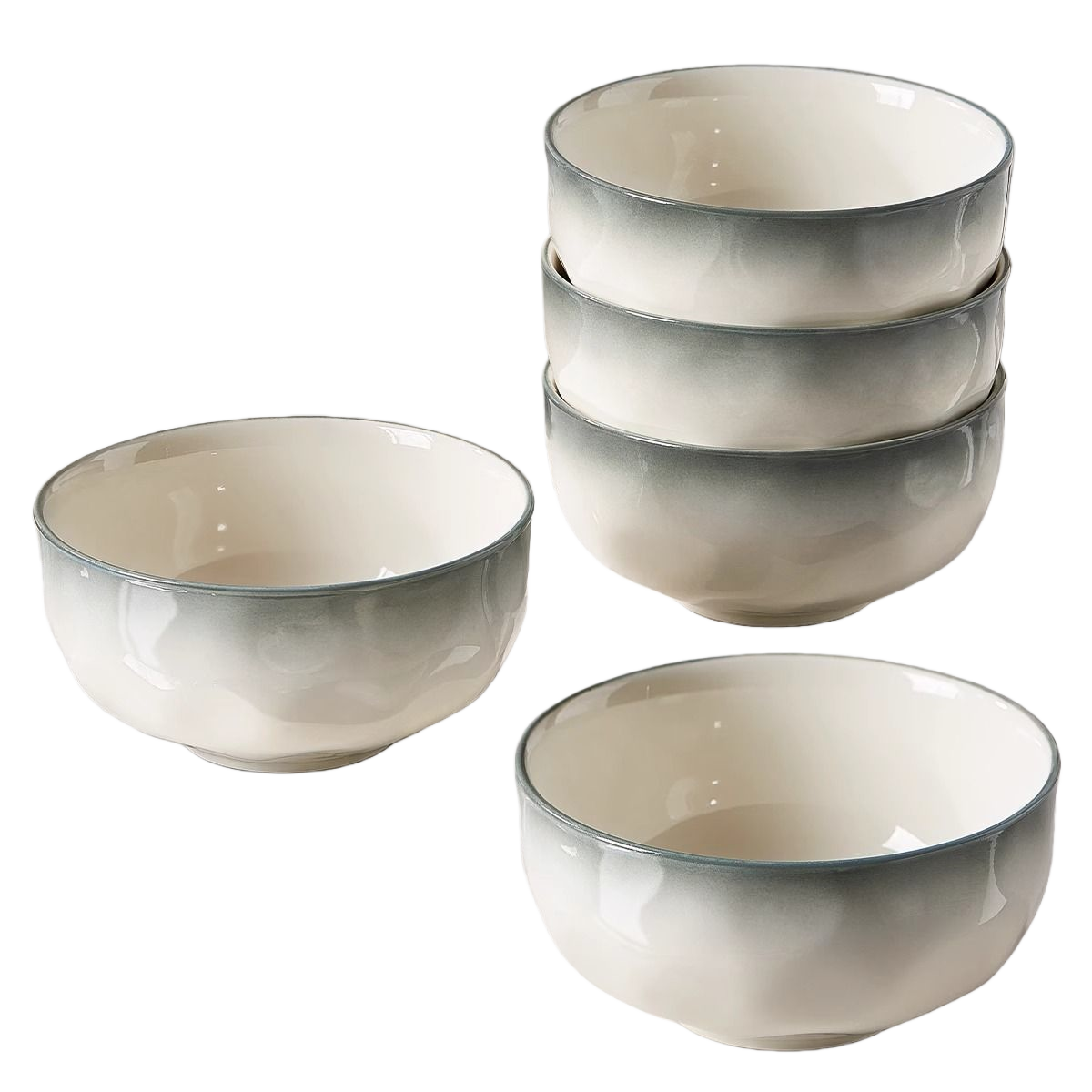 浩雅釉下彩陶瓷餐具陶瓷饭碗面碗汤碗餐具组合烟雨谣8英寸汤碗2个装