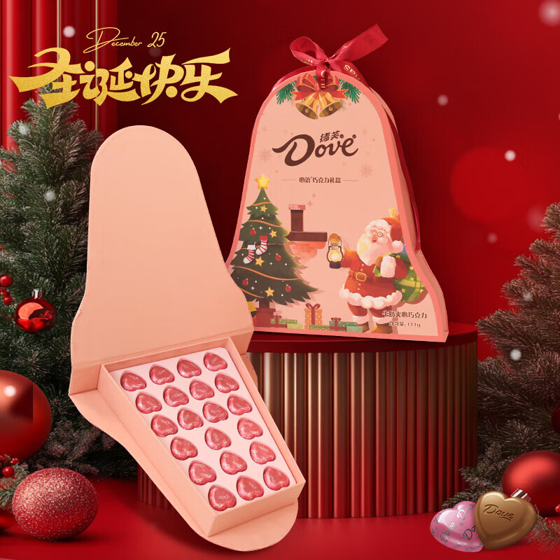 德芙（Dove）心语巧克力礼盒圣诞节平安夜生日礼物女生情人节礼物送女友老婆 圣诞心语铃铛礼盒【店长推荐】