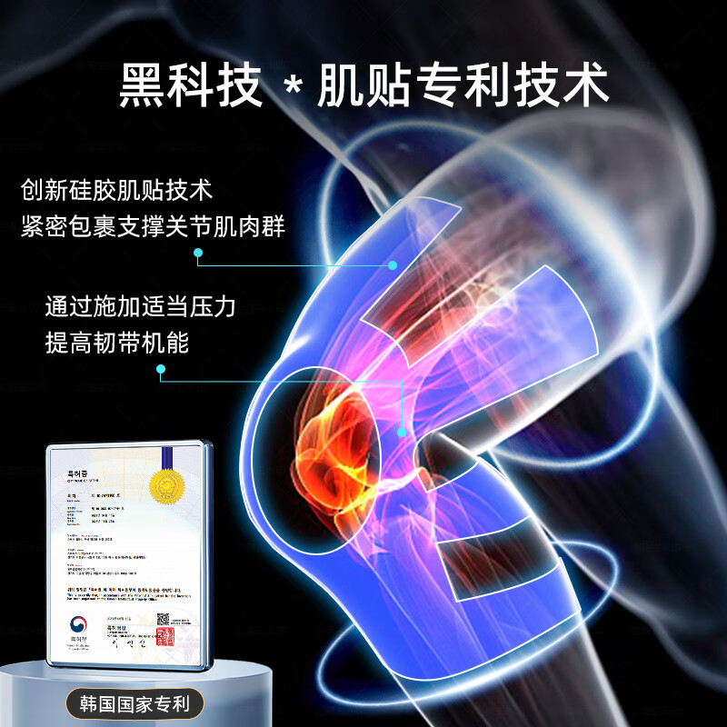 SMARTHADA进口运动护膝肌贴护具跑步羽毛球篮球护膝盖关节保护腿套支具 运动肌贴护膝-左腿1只 L码