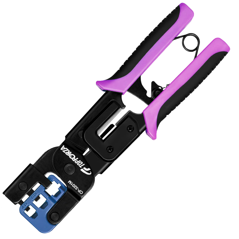 拓伏銳（TOPFORZA）水晶頭壓線鉗電工專用網(wǎng)線鉗4/6/8P三孔網(wǎng)絡(luò)棘輪壓接鉗子CP-3201M