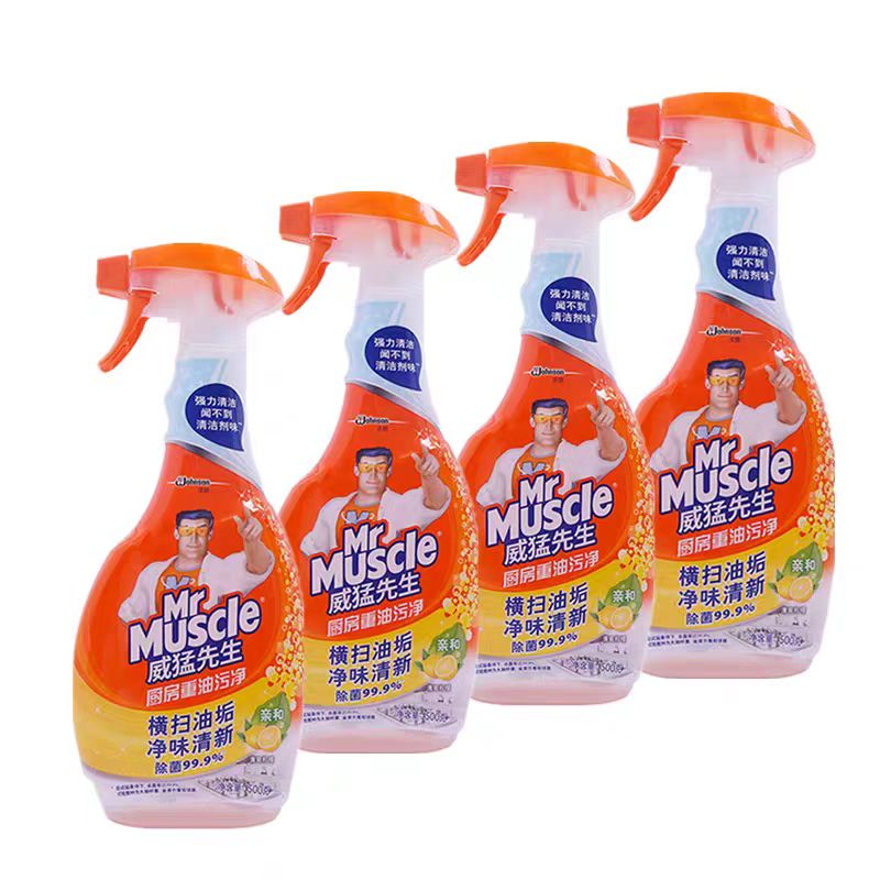 MR MUSCLE 威猛先生 DAILY厨房重油污净柠檬清香去油剂500克 500克*4瓶共2000克 4瓶+4喷头500克