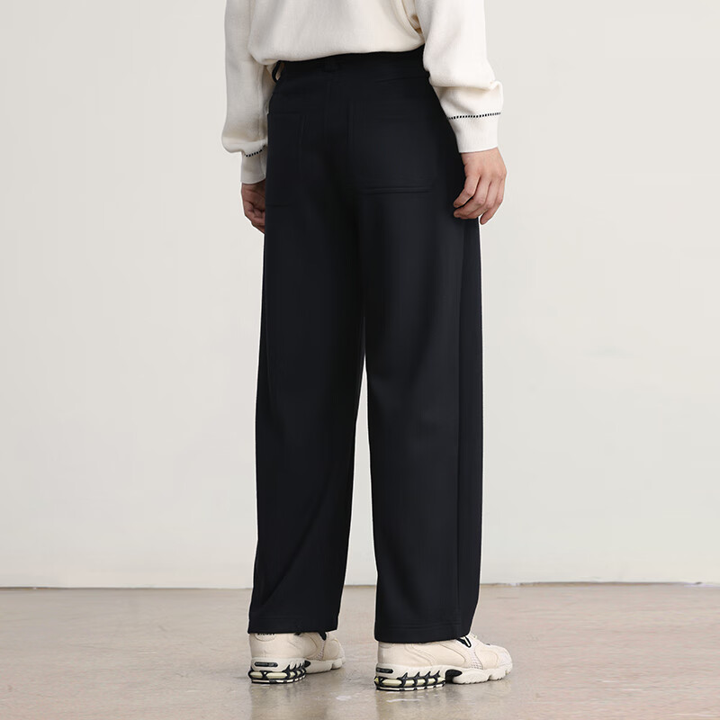 MARKLESS男士休闲裤 暖感羊毛混纺长裤男秋冬新款裤子直筒裤5825 黑色 2XL