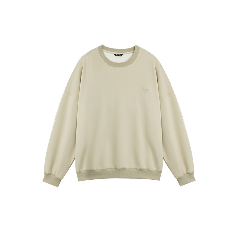 鹿家门美式纯色加绒运动卫衣男款秋冬宽松休闲套头衫大码健身上衣 浅卡其色（薄款） XL 推荐170-190斤