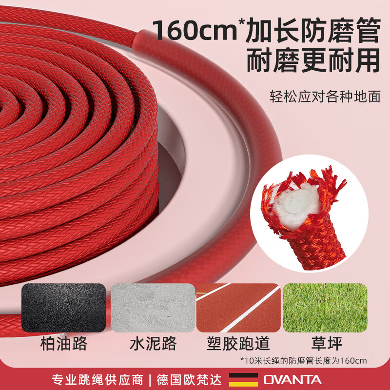 欧梵达跳大绳专用长绳多人轴承小学生儿童团体比赛跳绳专用团建 5米红色/团体长绳【3-5人中间跳】/9mm加粗-掌柜推荐