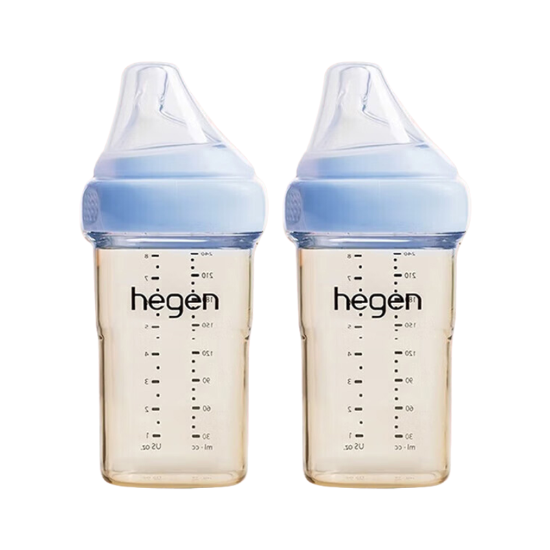 HEGEN海格恩奶瓶3-6個(gè)月240ml*2藍(lán)色新生兒PPSU防脹氣原裝進(jìn)口