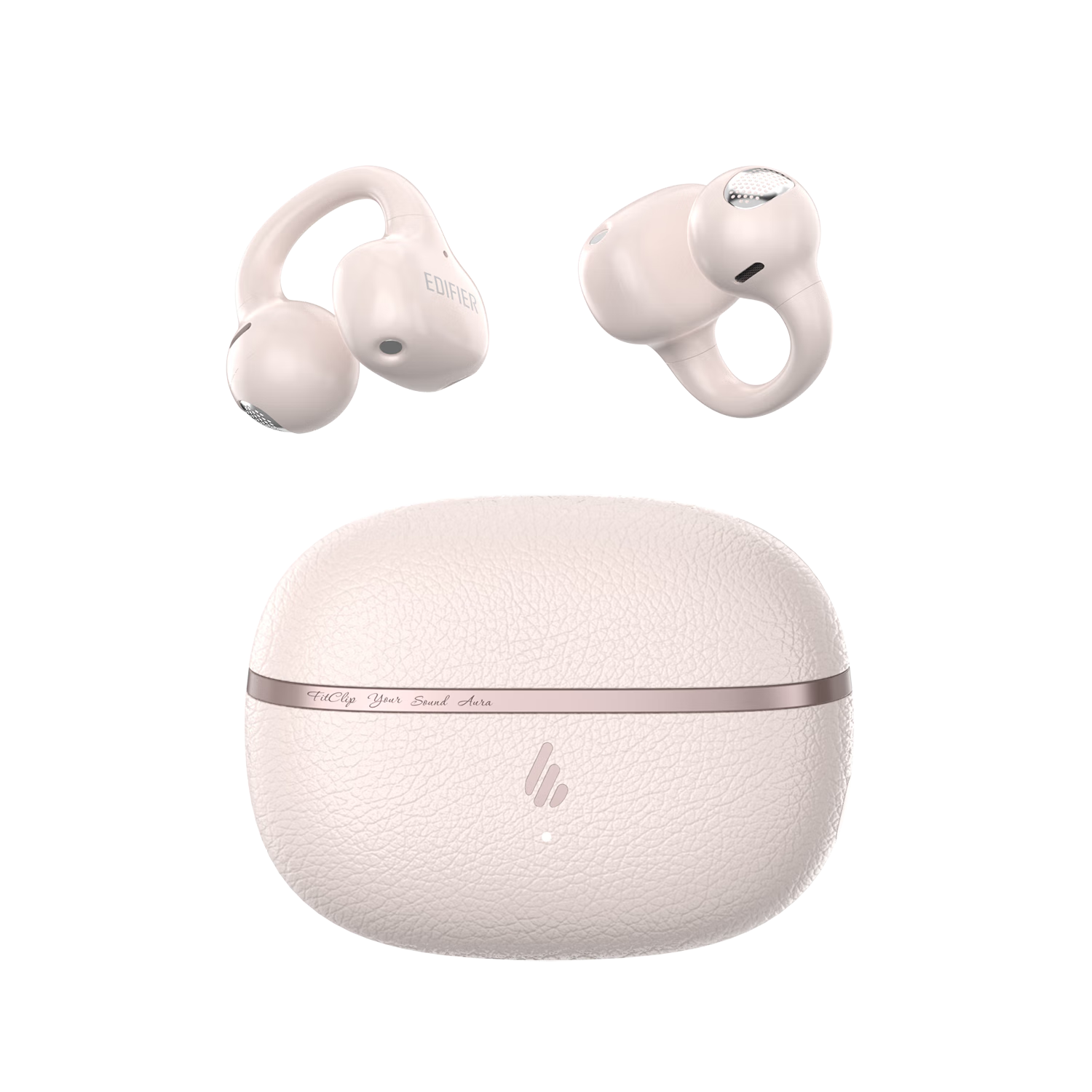 漫步者（EDIFIER）FitClip Ultra耳夾藍牙耳機開放式無線不入耳骨傳導概念2025新款AI同聲翻譯降噪運動跑步音樂游戲 粉色+磁吸收納袋+曬單10元