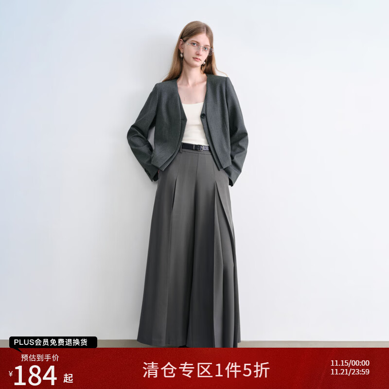 自巧小个子时尚通勤短款设计感假两件西装女2025秋装新款V领外套 水貂灰 M 尺码四