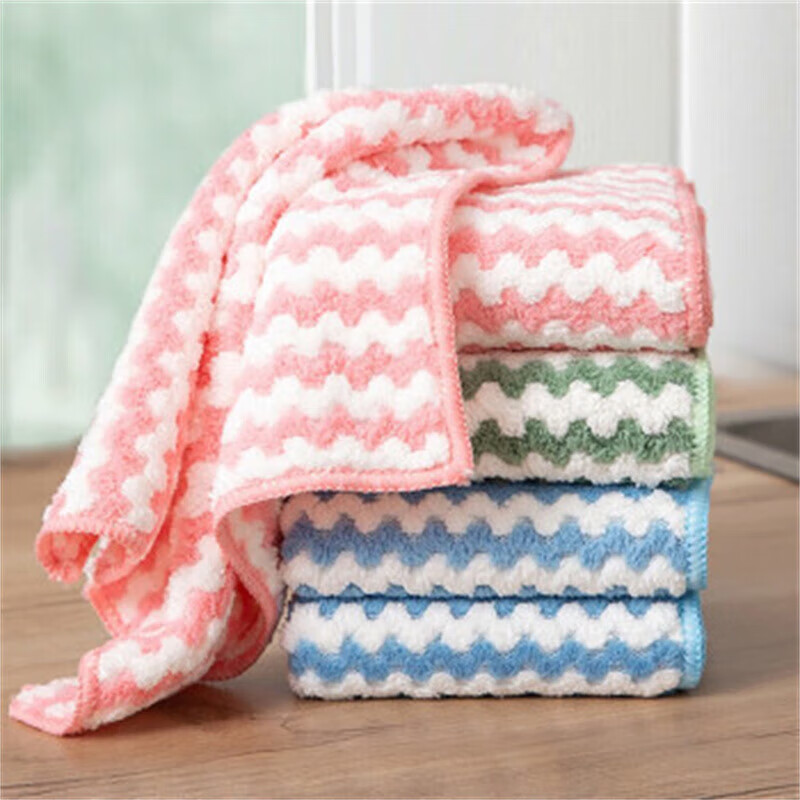 【甄选厂家】抹布洗碗布厨房家务清洁布毛巾擦桌子吸水抹布易清洗 阳离子抹布-5条装(颜色随机)