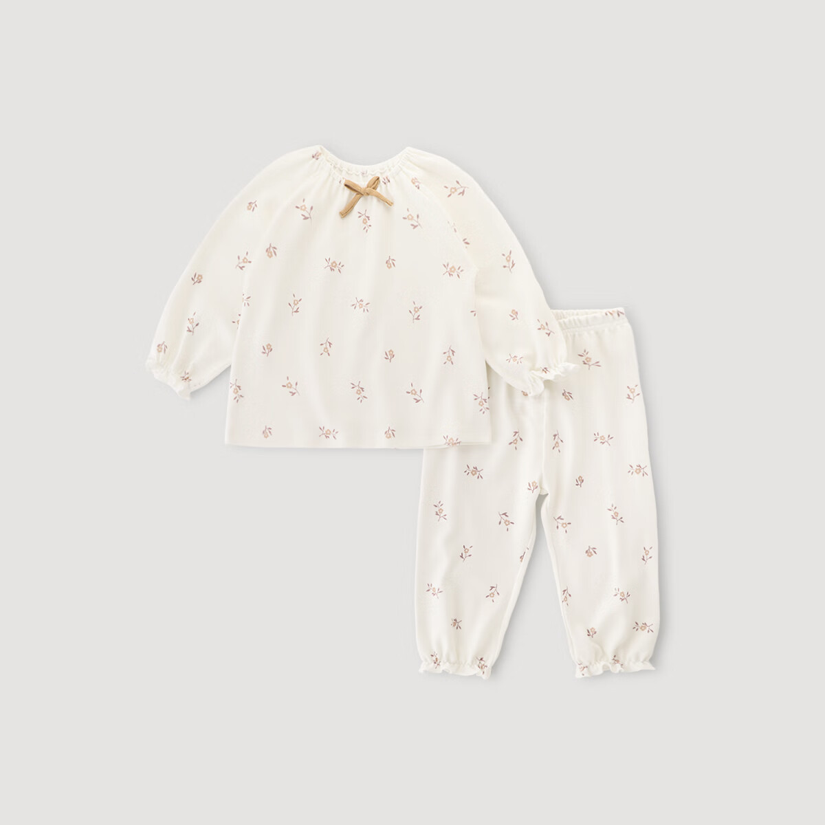 巴厘小猪女童内衣套装春秋季纯棉秋衣秋裤女宝宝甜美可爱睡衣四季儿童衣服 木槿花开 100