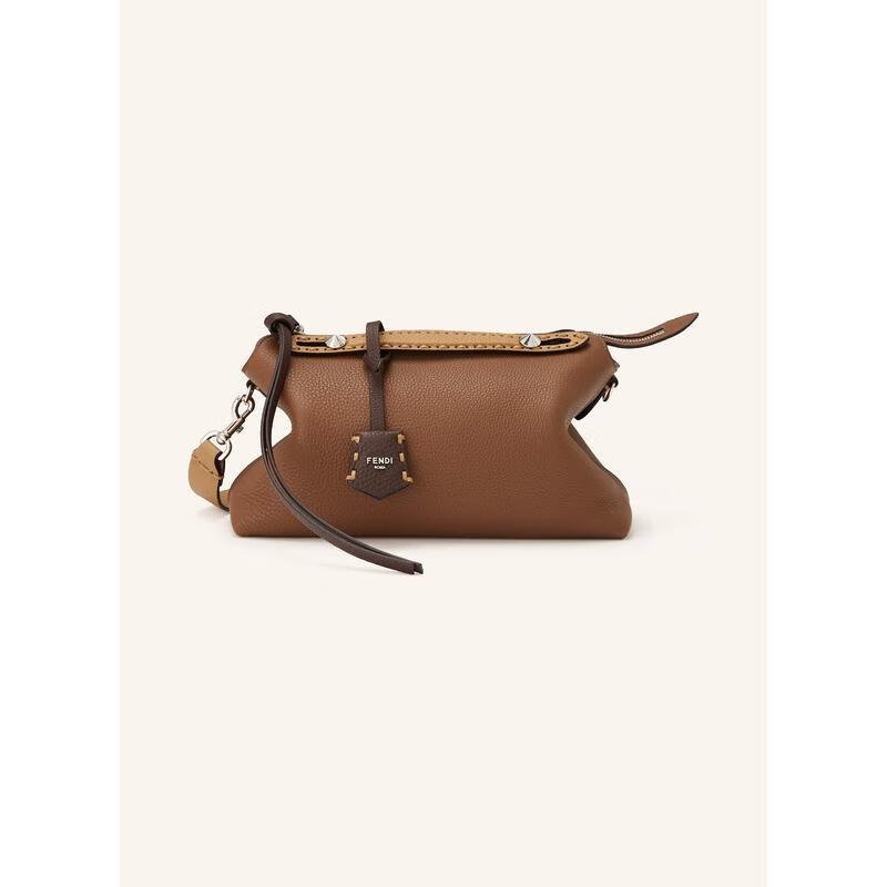 芬迪（FENDI）女士手提包 可拆卸肩帶雙提手設計拉鏈閉合加固底部棕色粒面皮革 BRAUN ONE SIZE