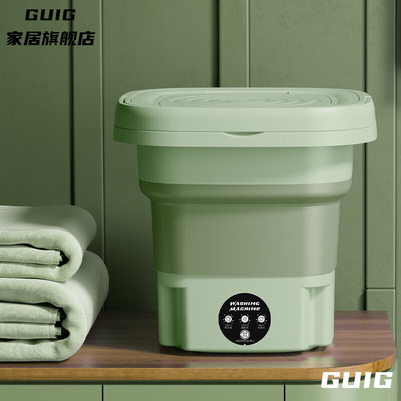 君魄德国进口品质折叠洗衣机110v小型迷你内衣便携洗脱一体美国日本小家电 绿色【110v美规】美国加拿大等地用 双缸