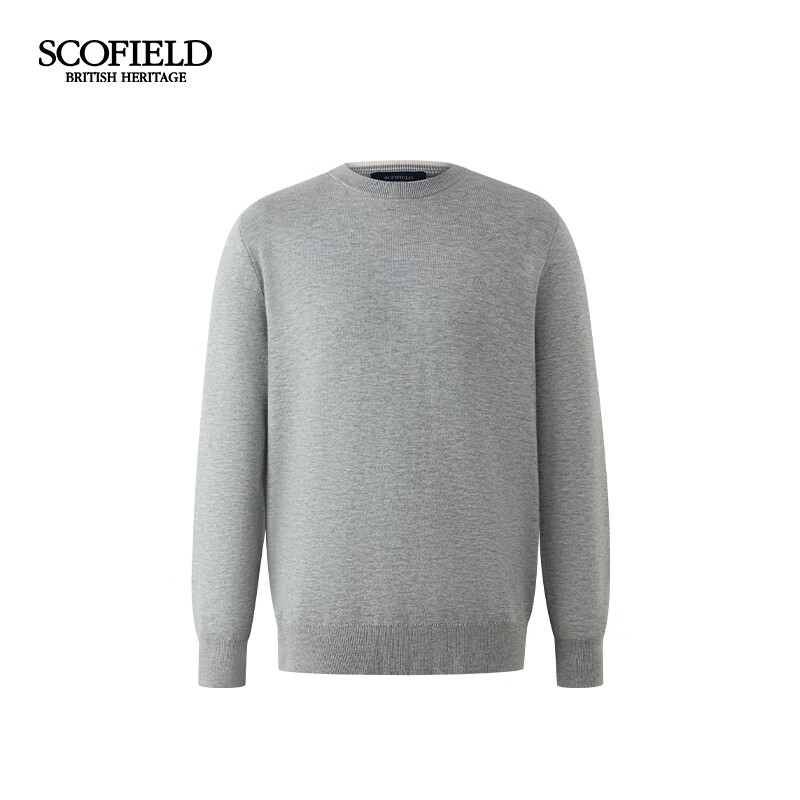 Scofield男装25年秋冬新款绵羊毛圆领简约纯色商务休闲保暖毛衣 灰色 XL (180)