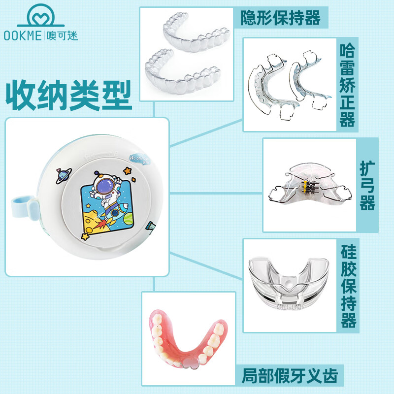 OOKME带挂绳正畸牙套收纳盒学生儿童隐形保持器矫正器咬合板颌垫存放盒 帯镜密封盒+挂脖绳+小刷