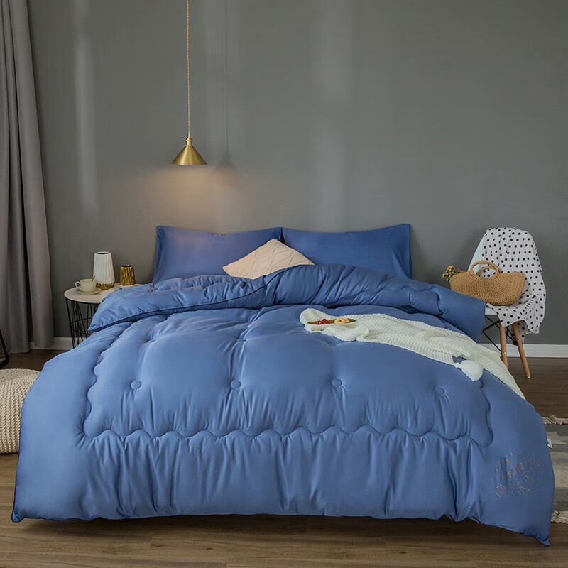 恒源祥羊毛被澳洲羊毛被6斤春秋被冬季加厚保暖8斤冬被芯双人被子 蓝色 200*230/【6斤春秋被】