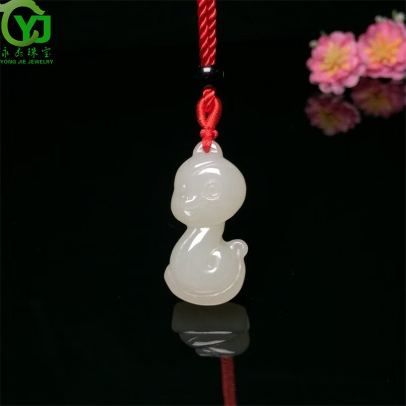 永杰玉石吊坠萌宠属相守护神玉坠项链鼠牛虎兔龙蛇马羊猴鸡狗猪挂件 生肖猪吊坠