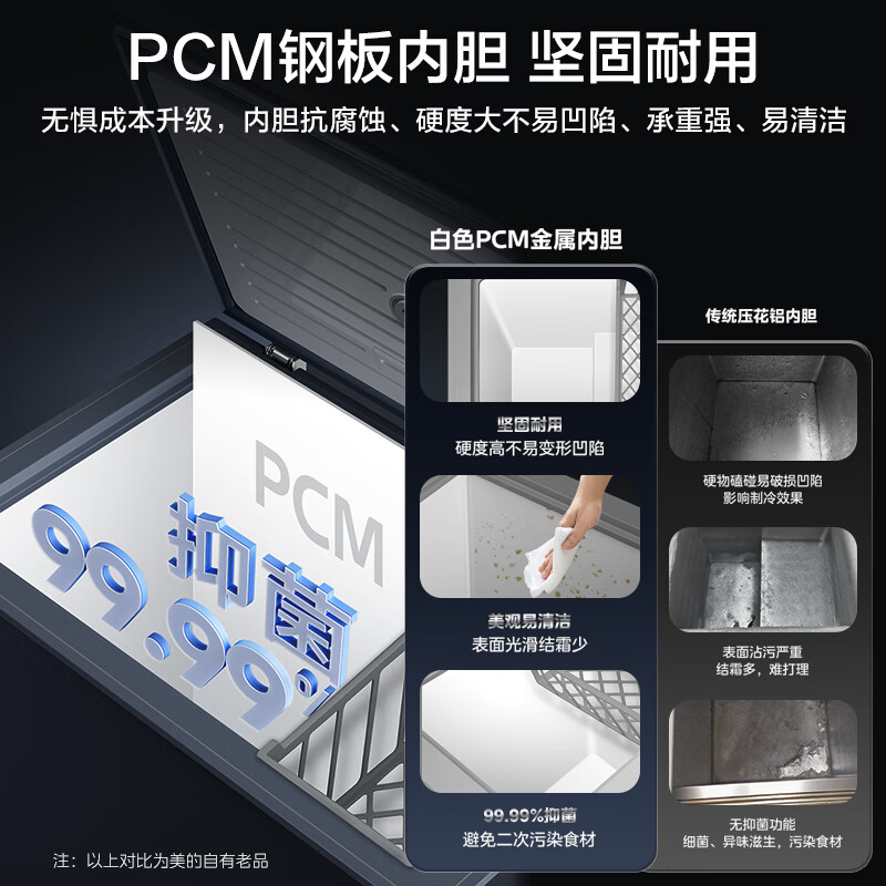 美的深冻系列100L单温家用冰柜零下40度超低温小型冷柜冷冻柜冷藏柜卧式冰箱BD/BC-100KEM(E)国家补贴