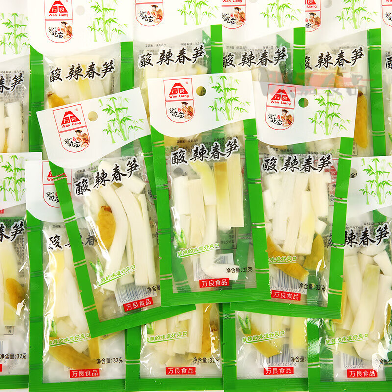 万良吃它32g泡椒笋酸辣春笋笋条笋干开袋即食独立小包装零食 [酸辣春笋32g]*30袋