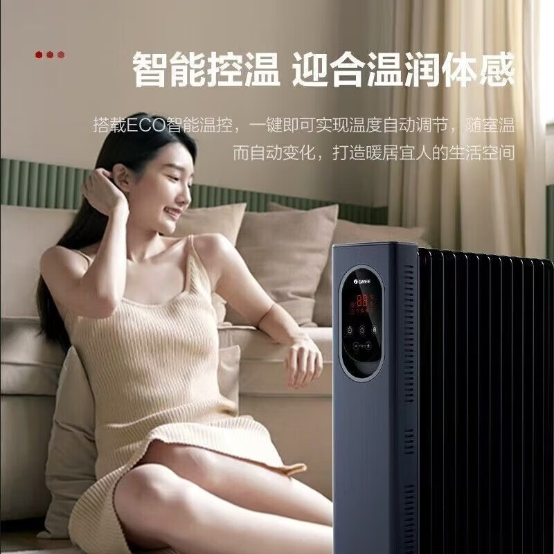 格力（GREE） 格力石墨烯油汀取暖器家用电暖气速热油汀节能省电暖气13片油丁烤火炉电热电暖器 13片 遥控器控制 石墨烯NY23-6022B 13片