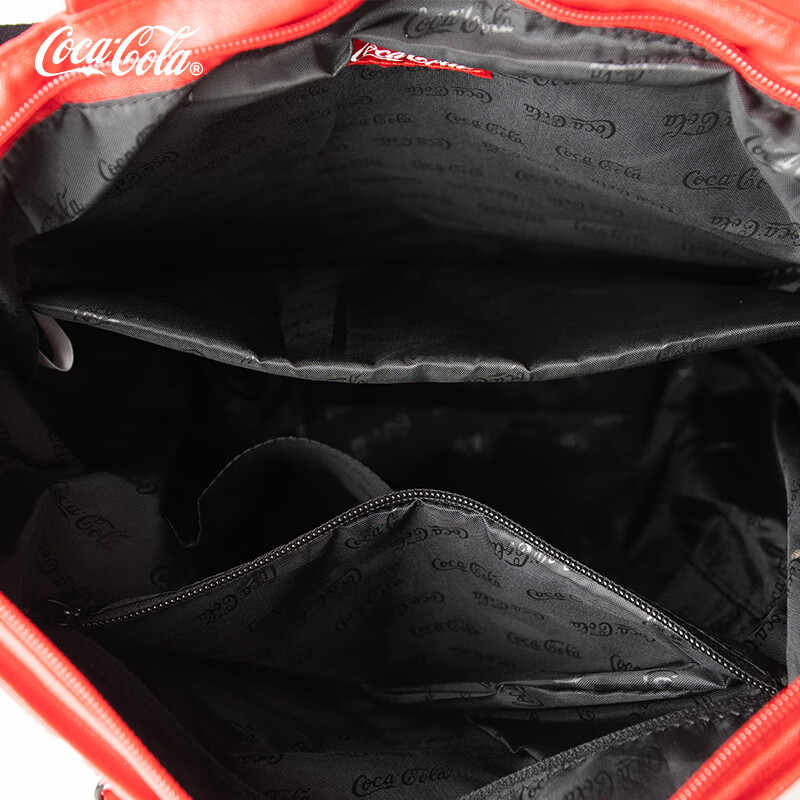 可口可乐（Coca-Cola）双肩包男士通勤大容量背包字母logo印花潮流旅行休闲时尚女电脑包 红色