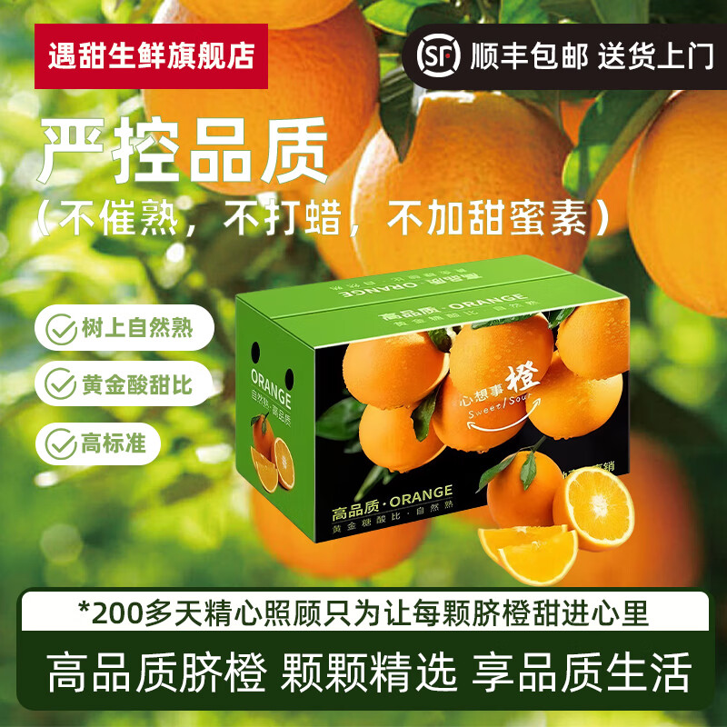 遇甜赣南脐橙新鲜橙子产地直发整箱10斤装橙子纽荷尔脐橙生鲜水果礼盒 精品橙 单果70-80mm 净重4.5斤
