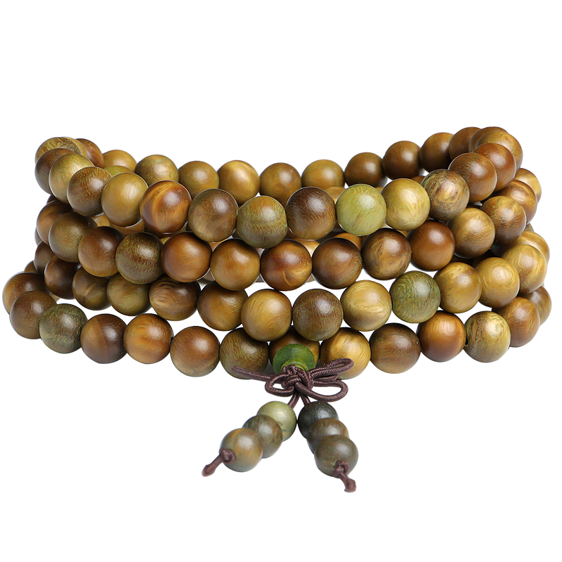 月印百川 绿檀木手串男女款檀香木佛珠念珠多圈文玩手链约8mm