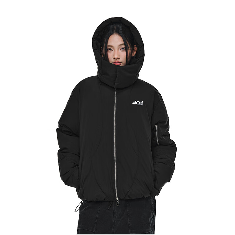 404MOBGANG 双拉链解构设计可拆卸帽子保暖外套2025新款加厚保暖棉衣棉服男 黑色 L