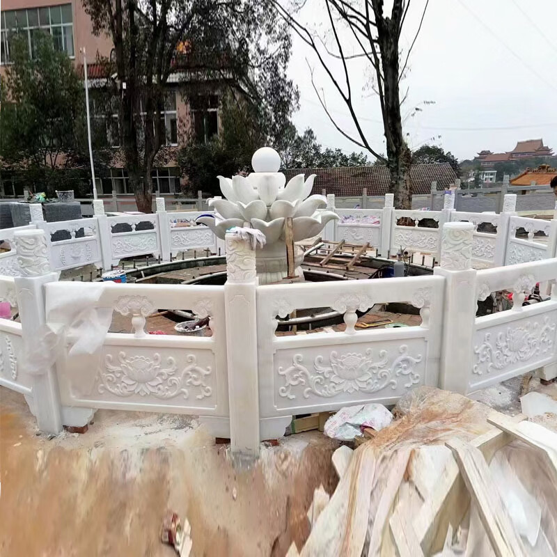 瀛乐 石栏杆汉白玉石栏板园林公园广场石雕栏板大理石旗台栏杆雕塑厂