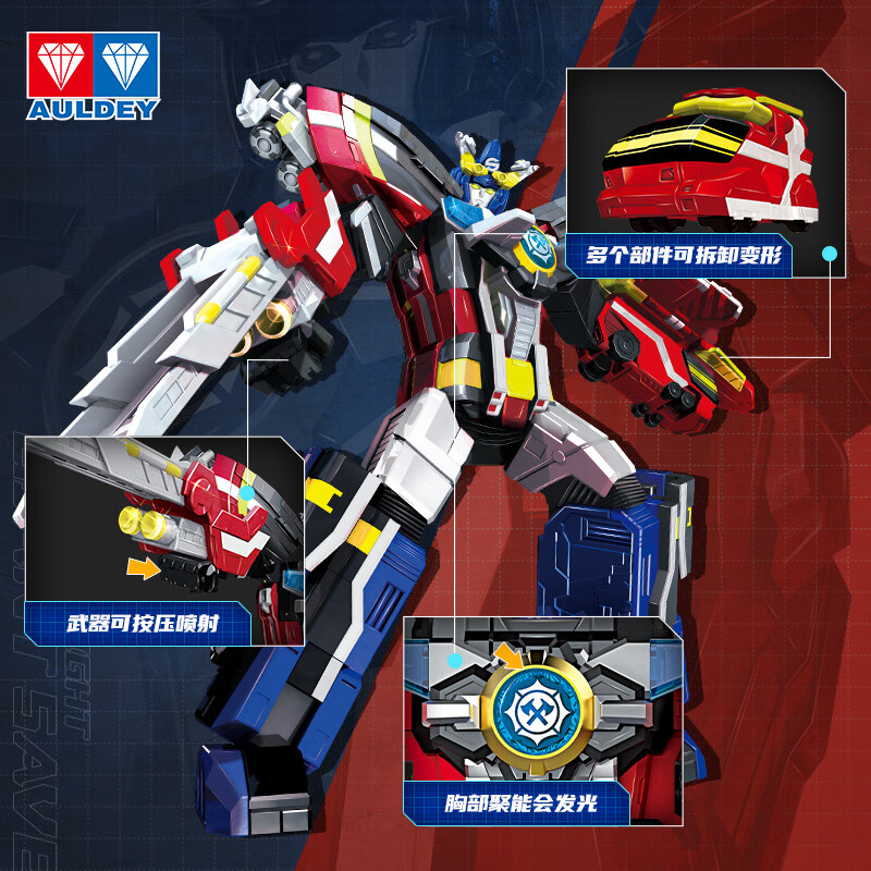 奥迪双钻巨神战击队变形机器人组合机甲惊喜男孩儿童玩具圣诞圣诞礼物 传奇版冲锋战击王