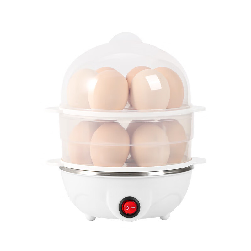 【现货现发】蒸蛋器多功能煮蛋器自动断电家用小型早餐机宿舍用煮 双层蒸蛋器-粉色(+量杯 双层 110V美规(USA