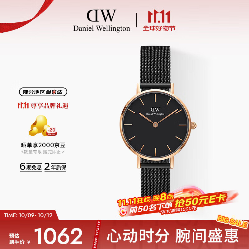 丹尼尔惠灵顿（DanielWellington）DW手表女经典钢带女士手表时尚欧美表送女友节日礼物DW00100245
