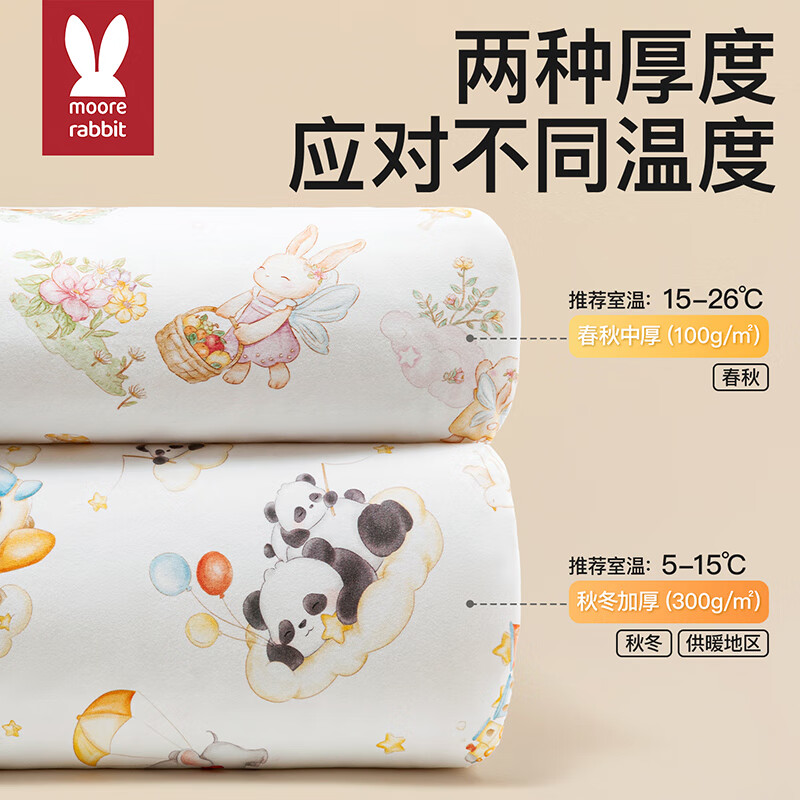 莫尔兔睡袋婴儿秋冬蚕丝恒温加厚一体式包被0-6个月宝宝防惊跳防踢抱被 熊猫之旅【春秋中厚 适用15-26℃】 77*82cm桑蚕丝×恒温(双核恒温)丨10A抗菌