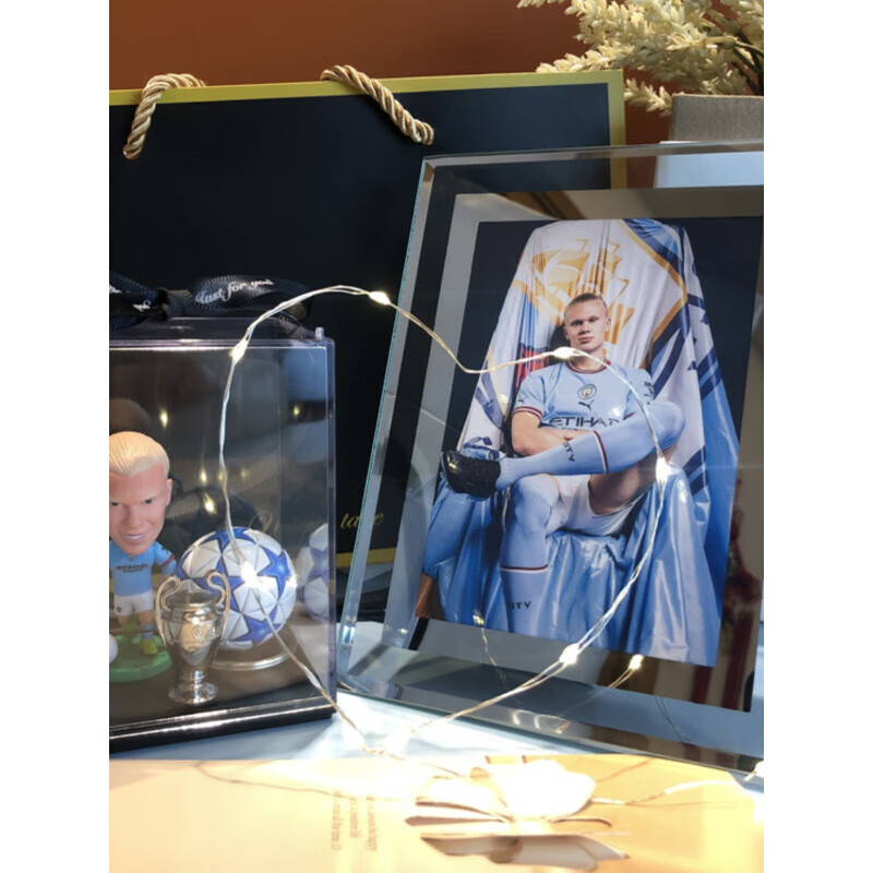 梦京鱼足球礼物送男生礼盒哈兰德梅西C罗姆巴佩玩偶摆件励志纪念品 因扎吉+欧冠杯+足球+展示盒