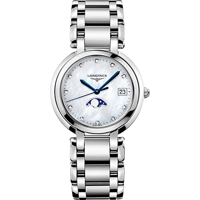 【二手95新】Longines 浪琴心月系列石英镶钻34mm银色女表L8.114.4.87.6