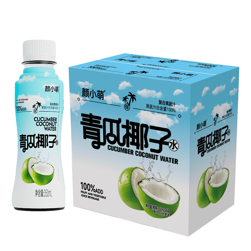 颜小萌椰子水非瑞幸青瓜椰汁水复合果蔬汁0糖0脂肪好喝无负担350ml*6瓶 青瓜椰子水350ml*6瓶
