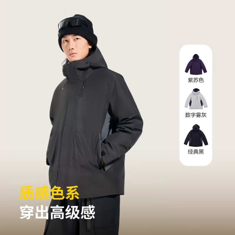 ABOUT MYTH【清仓】羽绒服25款90绒短款外套冲锋衣加厚连帽户外防风冬季男士 经典黑 M 160-170cm/115-135斤