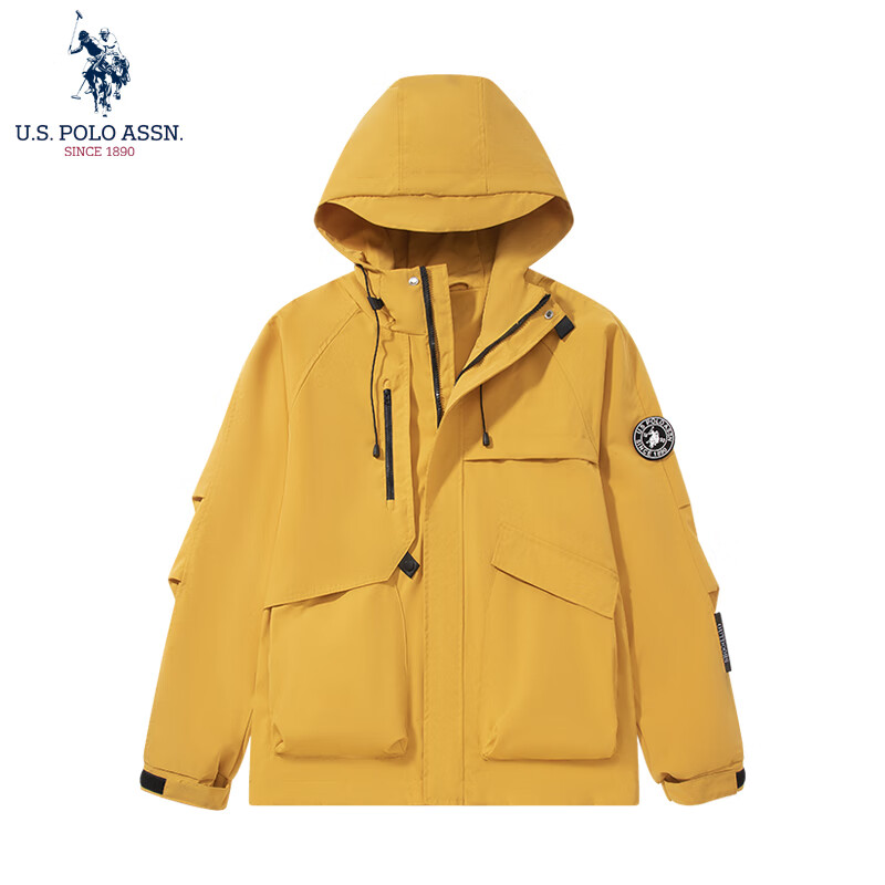 U.S. POLO ASSN.夹克男冬季保罗户外休闲运动登山服防风加厚外套 亮黄 M