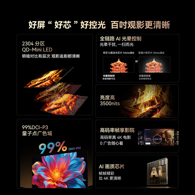创维电视100A5F Pro 100英寸家用补贴20%酷开AI智能大屏高清Mini led100吋OLED升级家电智慧屏会议大屏 100英寸 新品上市