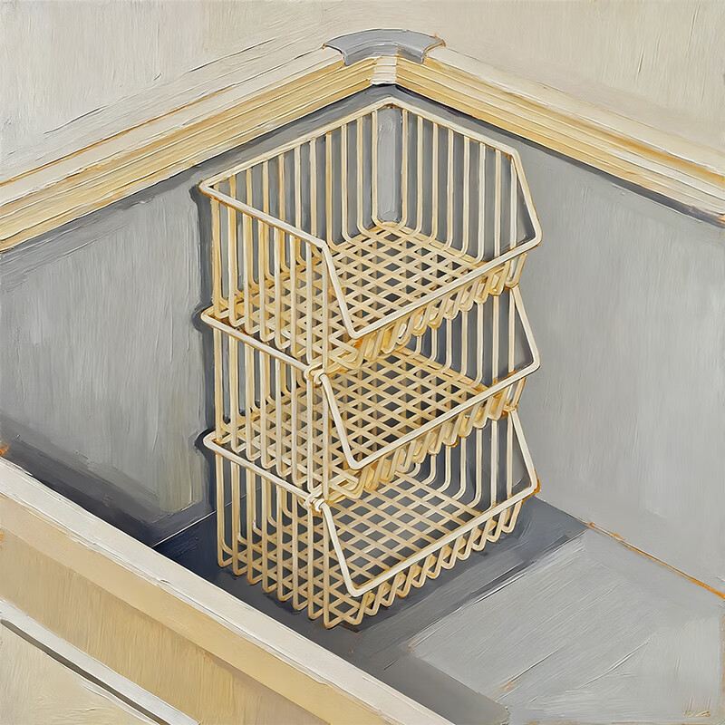 尔思家冰柜冷冻内部置物筐加密专用分隔收纳架网格隔层分割带底储物框 白色三层大号