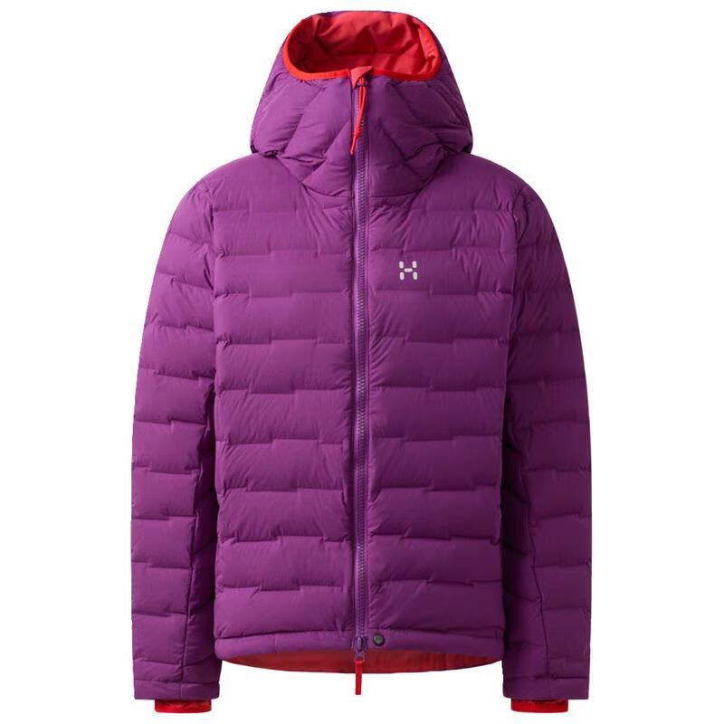 HAGLOFS火柴棍 女士羽绒服保暖防风轻便连帽长款绗缝紫红冬季户外外套轻 紫色 均码 |XL