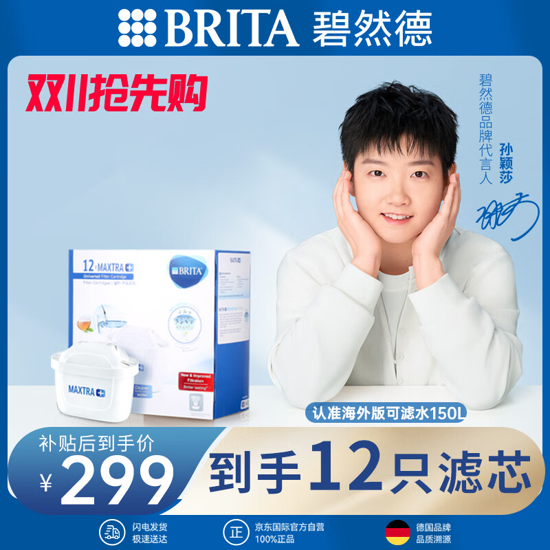 碧然德(BRITA)滤水壶滤芯 Maxtra+多效滤芯12只装 过滤器净水器 家用净水器滤芯 孙颖莎推荐 可滤水150L