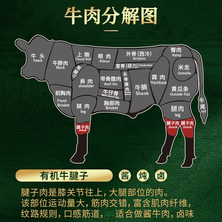 天莱香牛 有机牛腱子肉 3斤 原切牛肉生鲜 谷饲食材 新疆全产业链