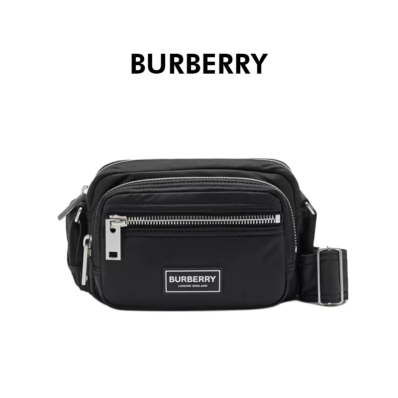 BURBERRY巴宝莉男士黑色金属配件单肩斜挎包80905701 礼物