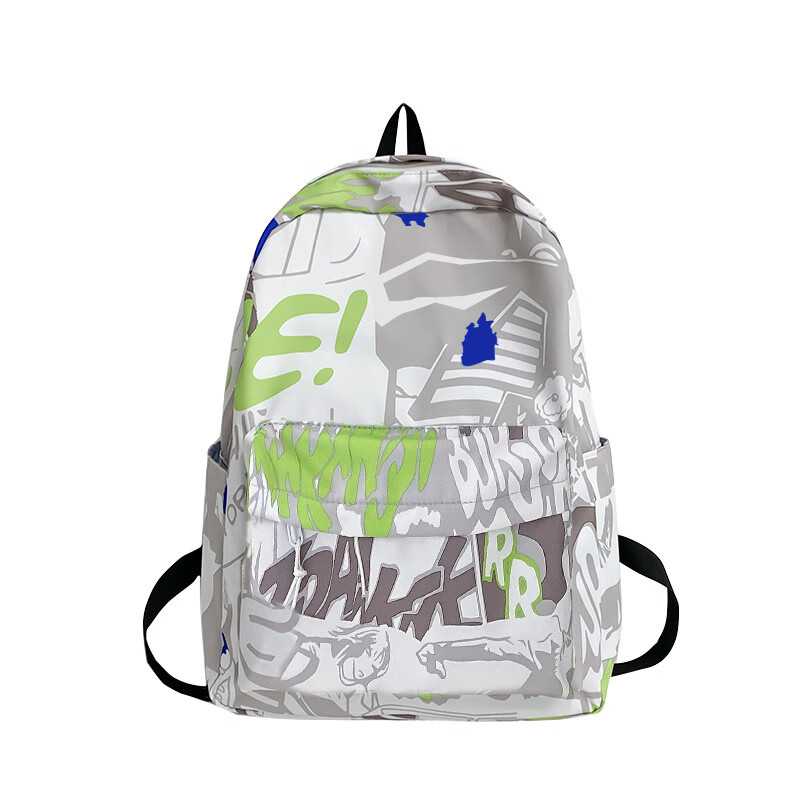 巴朗（BALANG）涂鴉印花雙肩包女2025夏休閑背包男高中大學(xué)生書(shū)包 灰色涂鴉