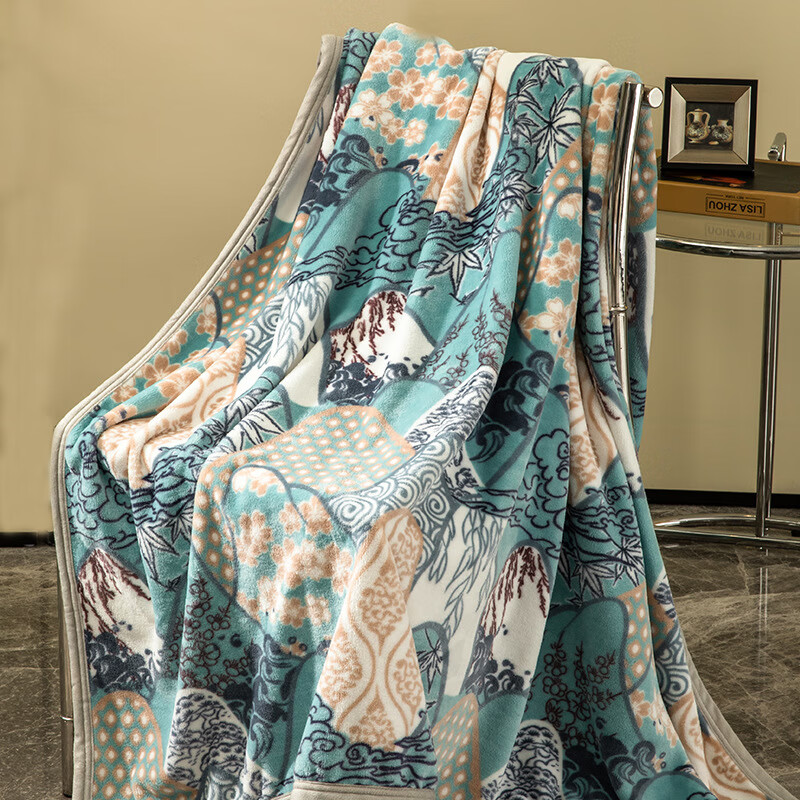 多喜爱（Dohia）美眠康毛毯法兰绒北欧沙发毯子珊瑚绒单格子单人 云锦绒毯-山雾枫林(200*150cm